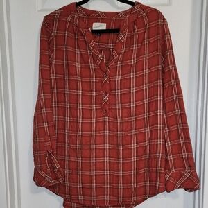 Universal Threads Orange Plaid Tunic Sz XL